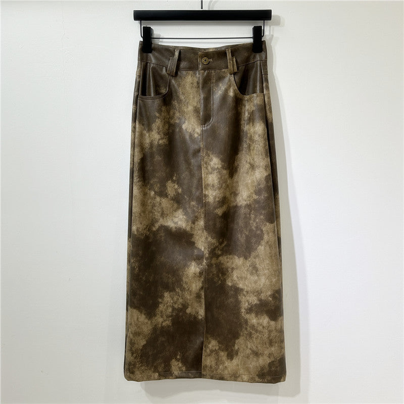 Pre Order: Tie Dye Leather Hip Hugging Skirt