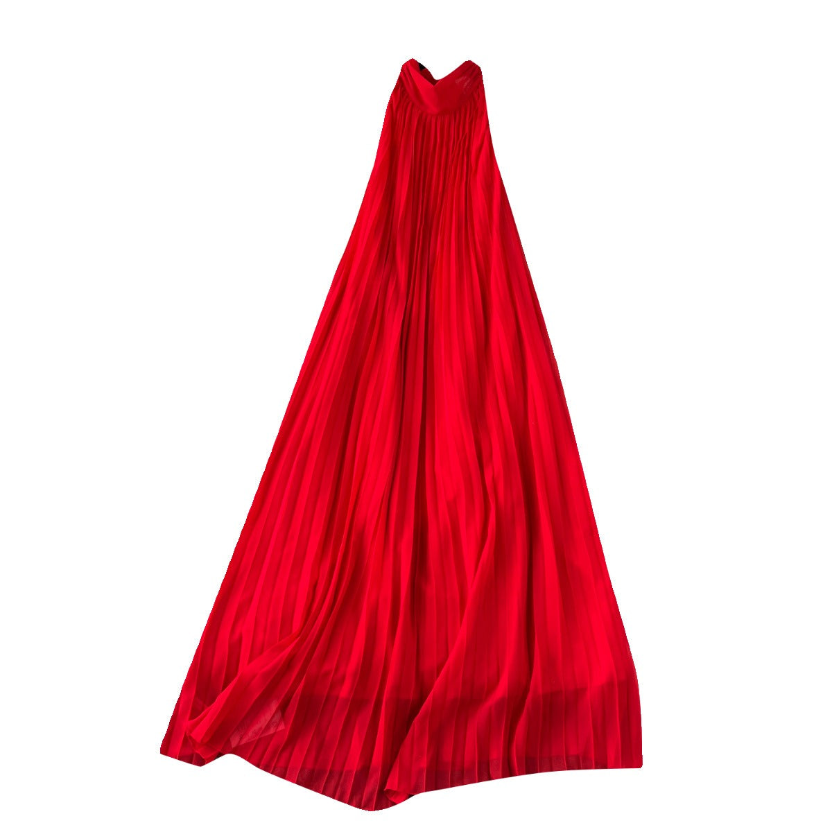 Pre Order:  Red Chiffon Hanging Neck Midi Dress