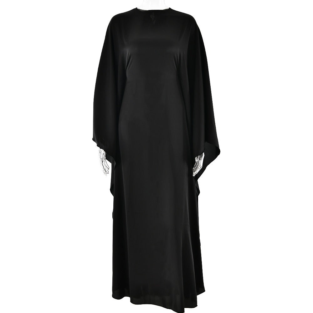 Satin Bat Sleeve Loose Fit Maxi Dress