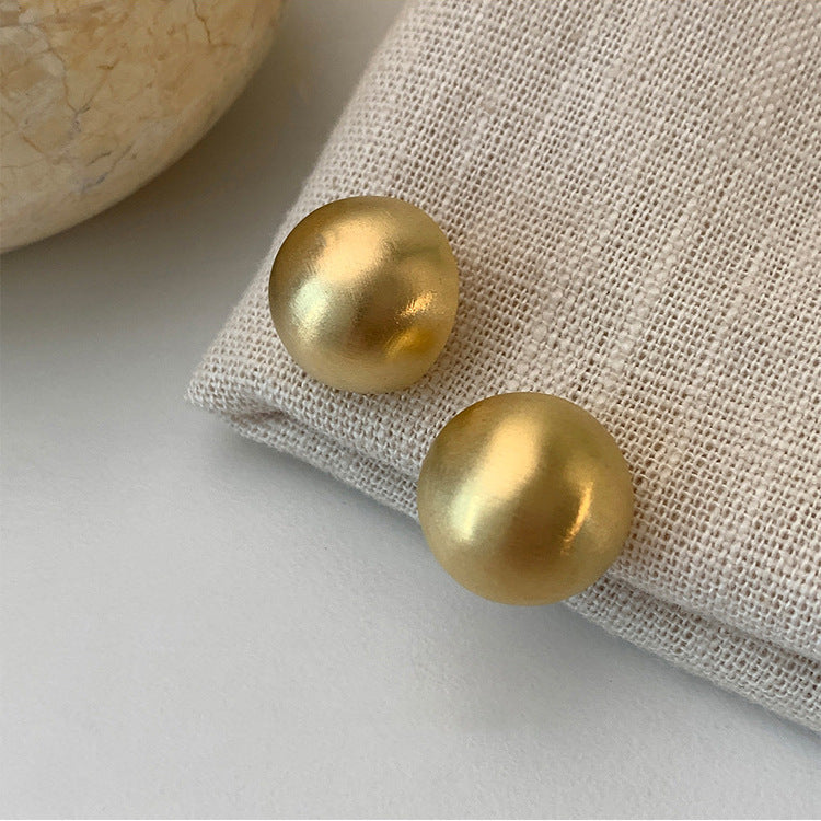 Vintage Sandblast Copper Alloy Ball Stud Earrings