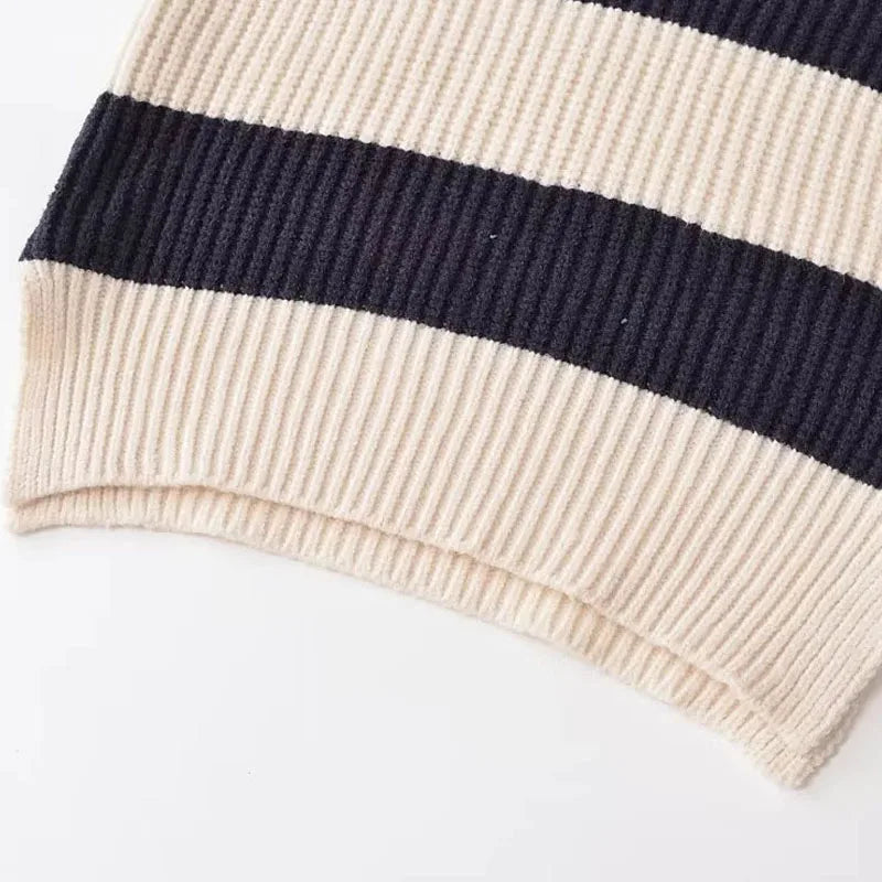 Pre Order:  Stripes Cropped Knitted Vest