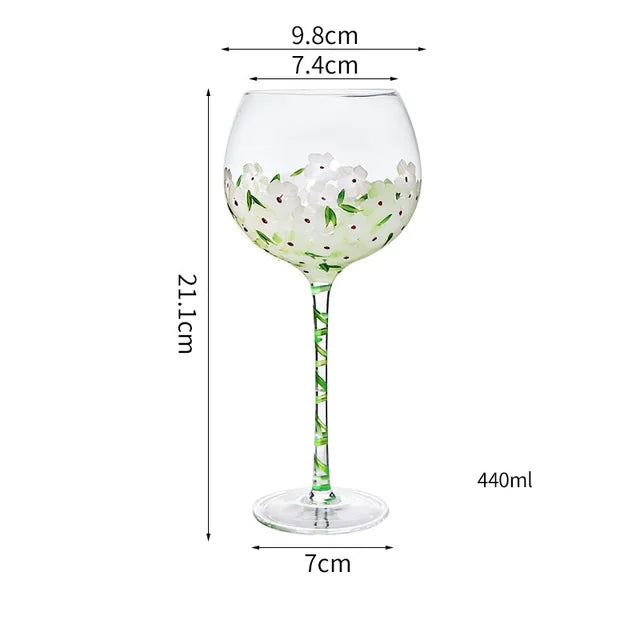 Pre Order:  Flower Hand Painted Wine Glass