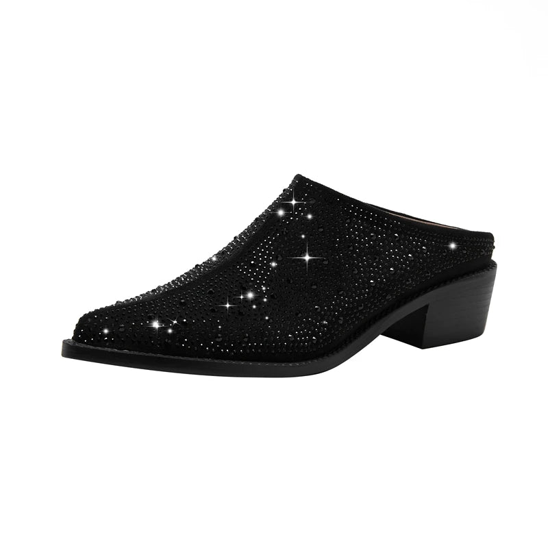 Pre Order:  Rhinestones Medium Heels Mules