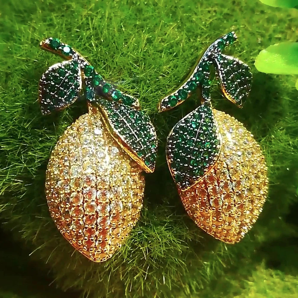 Pre Order:  Cute Lemon Zircon Earrings