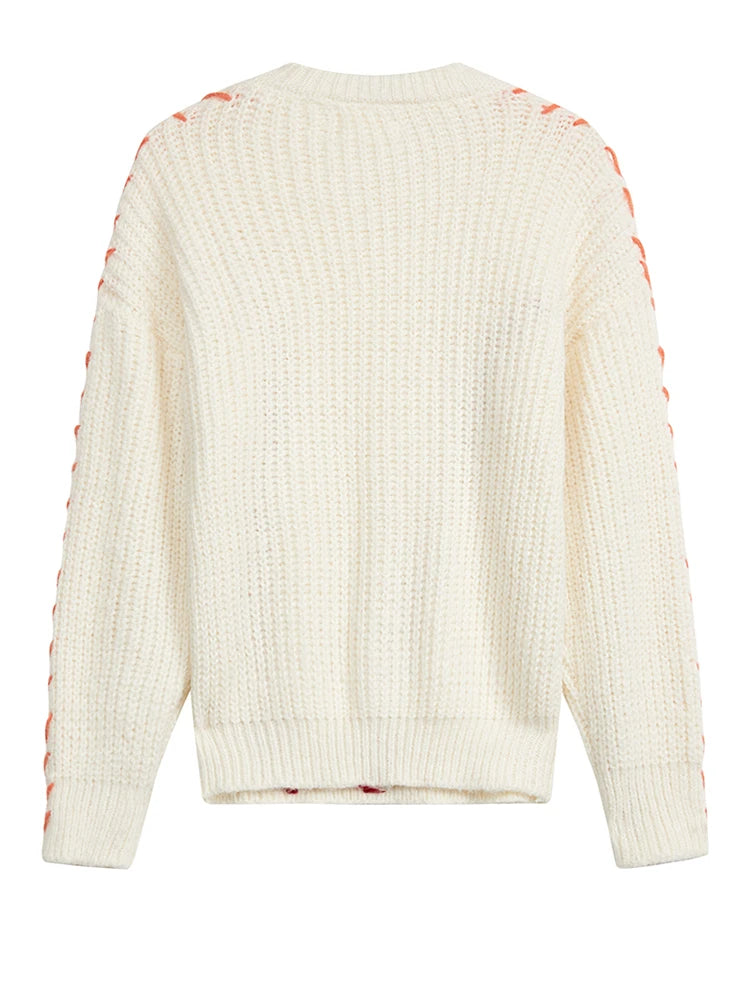 Pre Order:  Contrast Topstitch Knitted Sweater