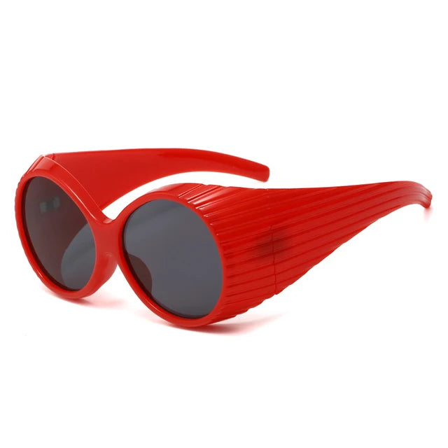 Pre Order:  Oversized Striped Texture Temples Sunglasses