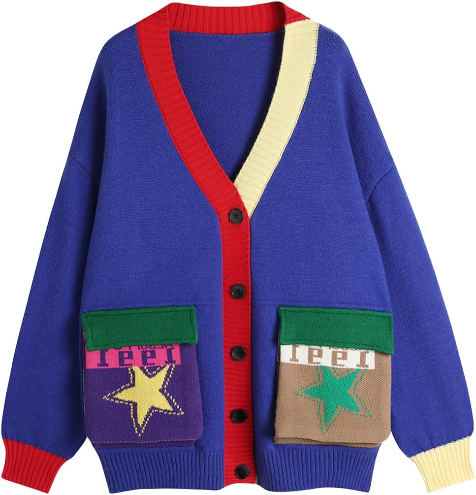 Pre Order:  Colorful Patch Pockets Knitted Sweater