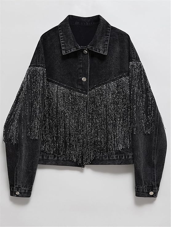 Pre Order:  Vintage Loose Tassel Short Denim Jacket