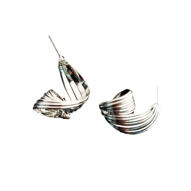 Pre Order:  Pleated Metal Stud Earrings