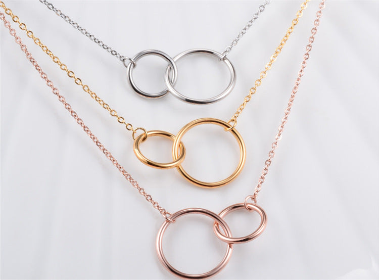 Pre Order:  Double Ring Plated Silver Necklace