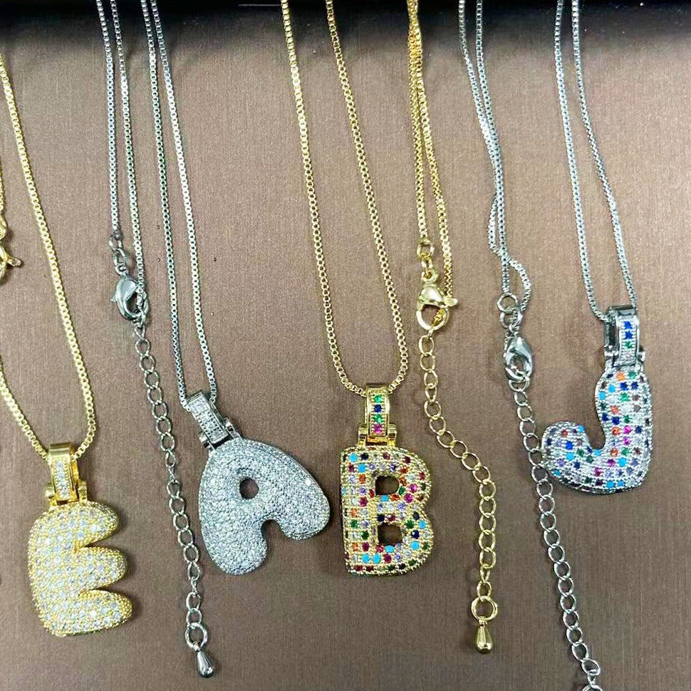 Pre Order:  Alphabet Pendant Collarbone Chain Necklace