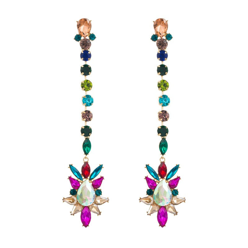 Pre Order:  Geometric Multicolor Rhinestones Drop Earrings