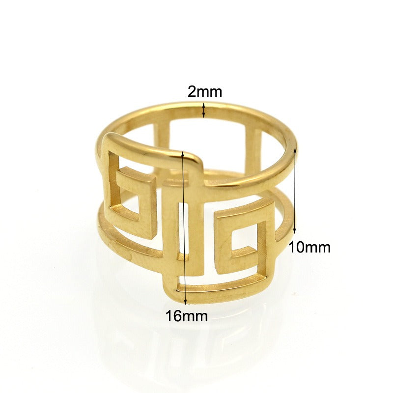 Pre Order:  Greek Key Titanium Steel Ring