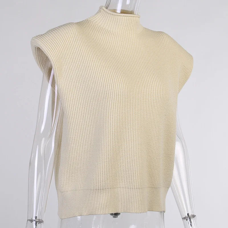 Pre Order:  Turtleneck Sleeveless Knitted Sweater