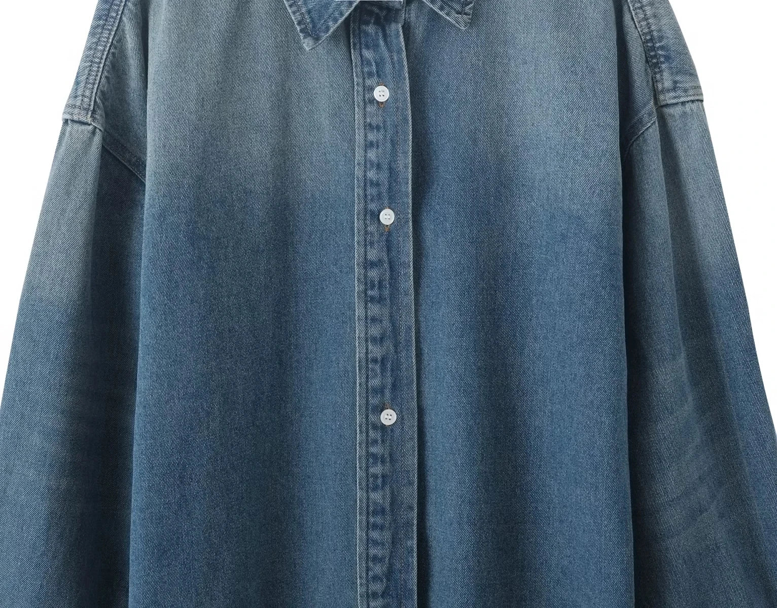 Blue Denim Single-Breasted Long Sleeve Jacket