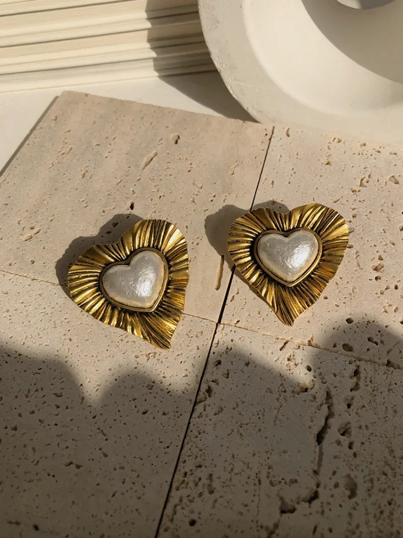 Pre Order:  Retro Exaggerated Heart-Shaped Earrings