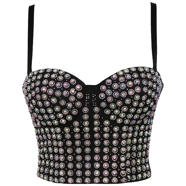 Pre Order:  Black Solid Crop Rivet Corset