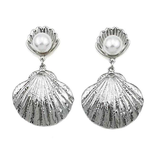 Pre Order:  Shell Faux Pearl Drop Earrings