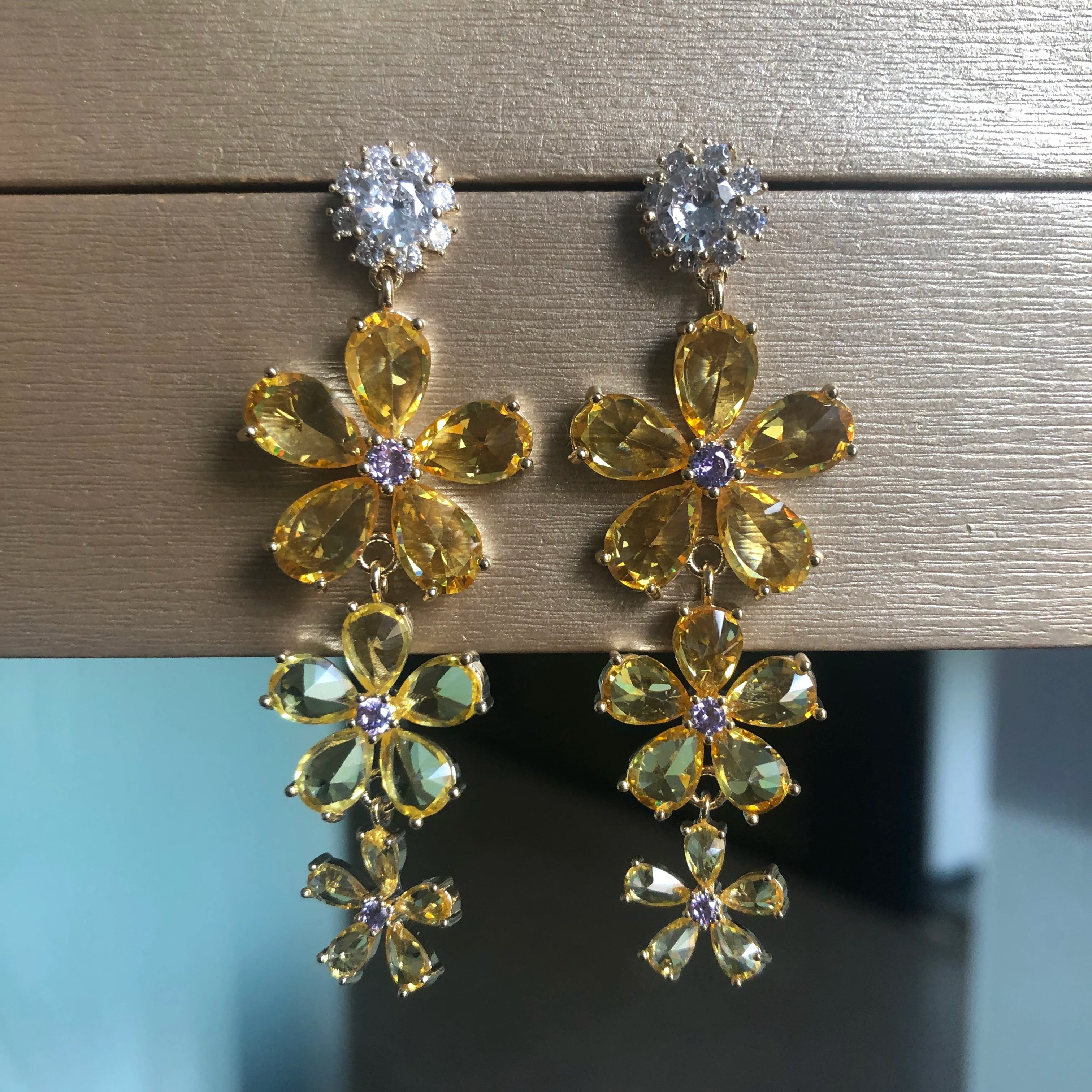 Pre Order: Candy Color Flower Zircon Earrings