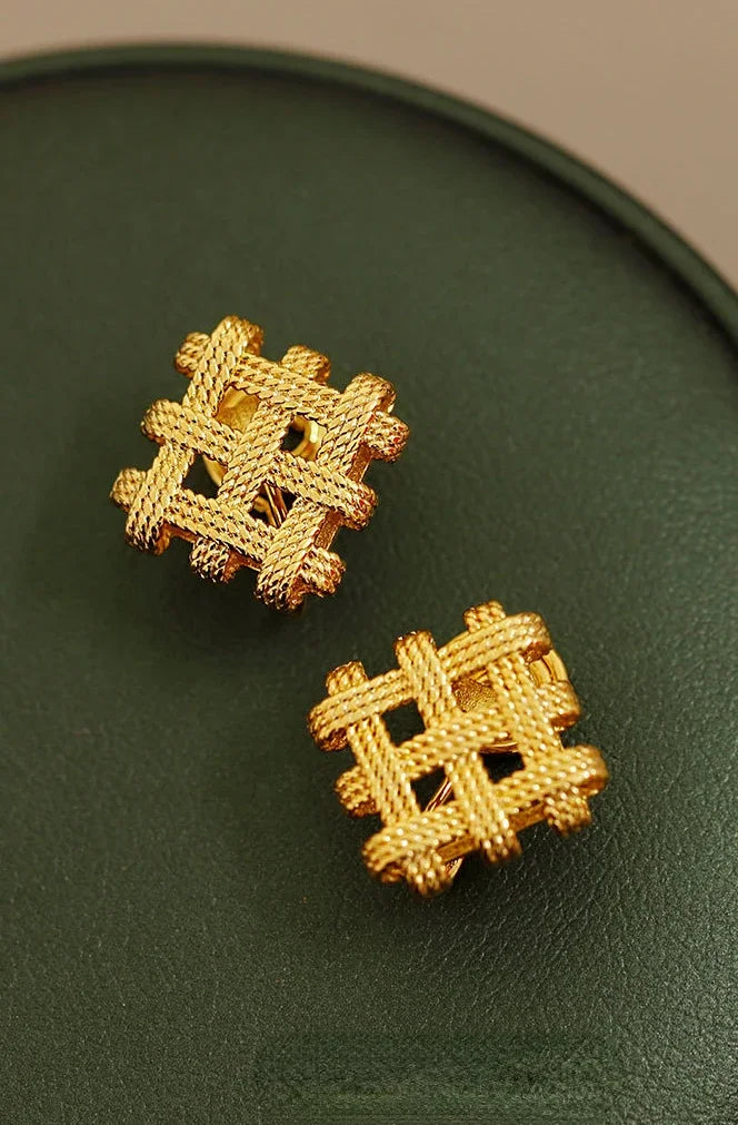 Pre Order:  Square Braided Ear Clip or Stud Earrings