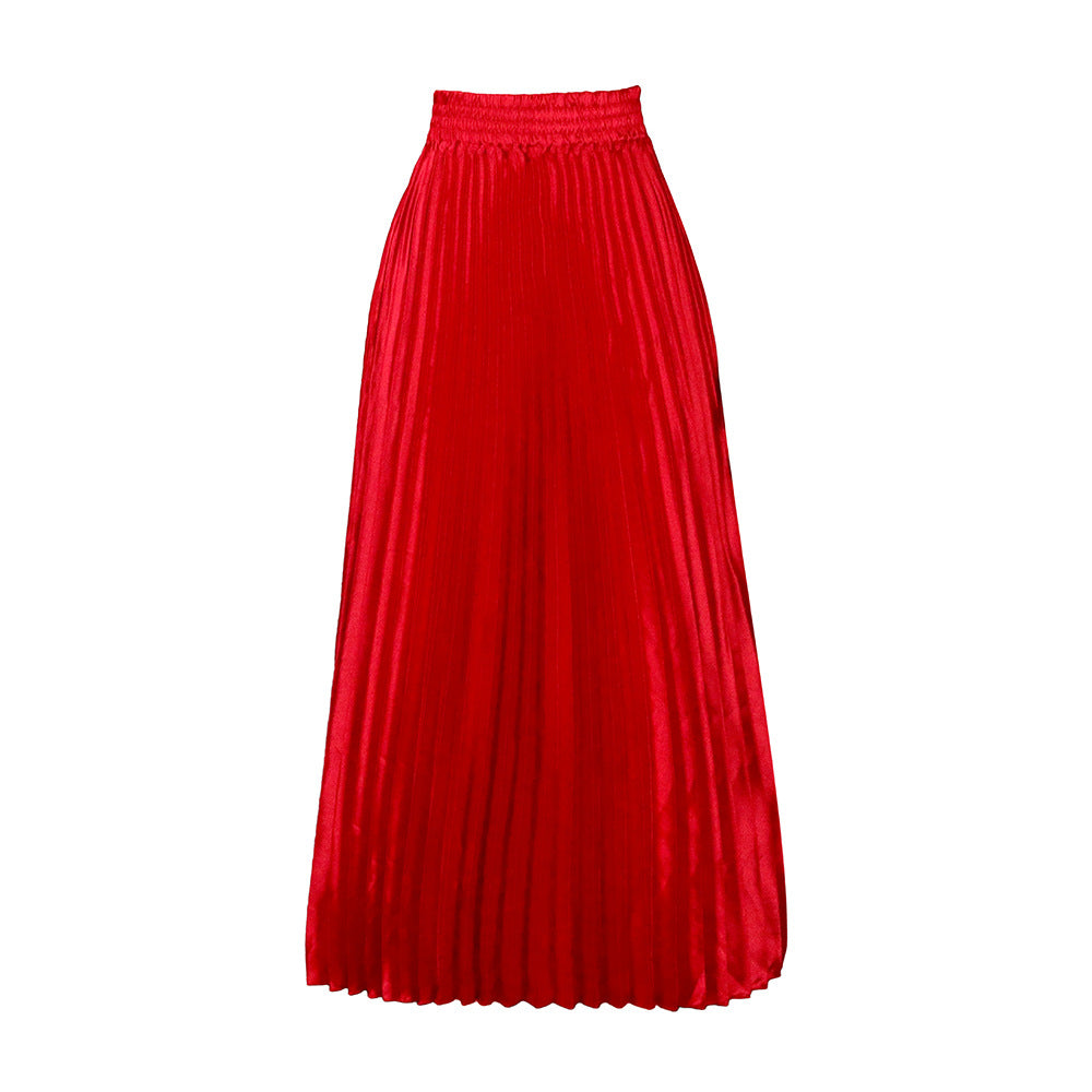 Pre Order:  Solid High Waist Pleated Maxi Skirt