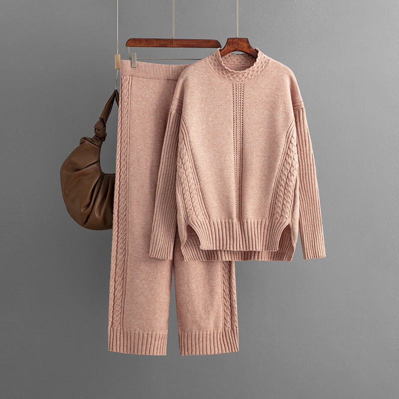 Pre Order:  Casual Solid Loose Knit Sweater + Pants Set