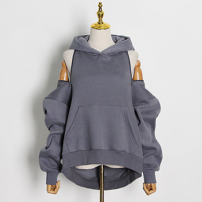 Pre Order:  Hooded Zipper Spliced Pocket Sweatshirt