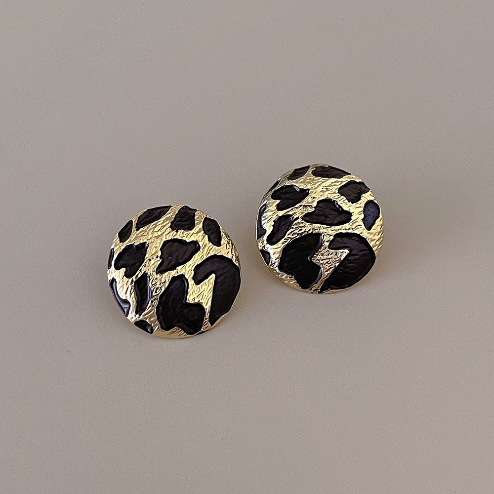 Pre Order:  Irregular Leopard Print Round Earrings