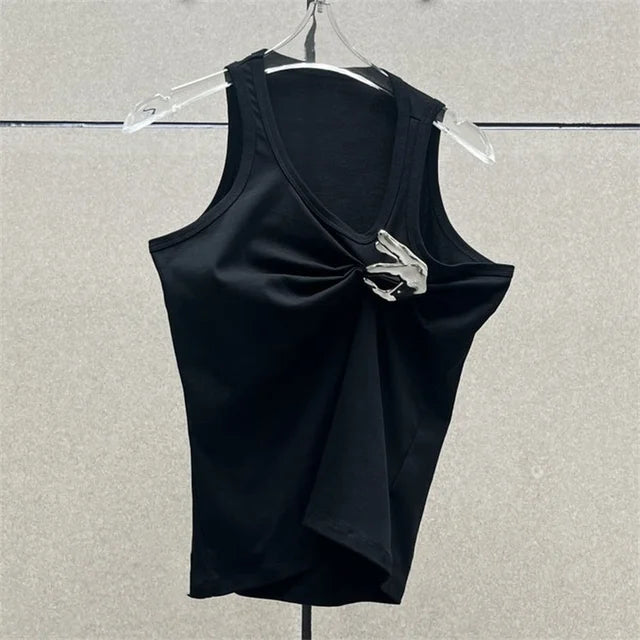 Pre Order:  Sleeveless Pleated Slim Fit Tank Top