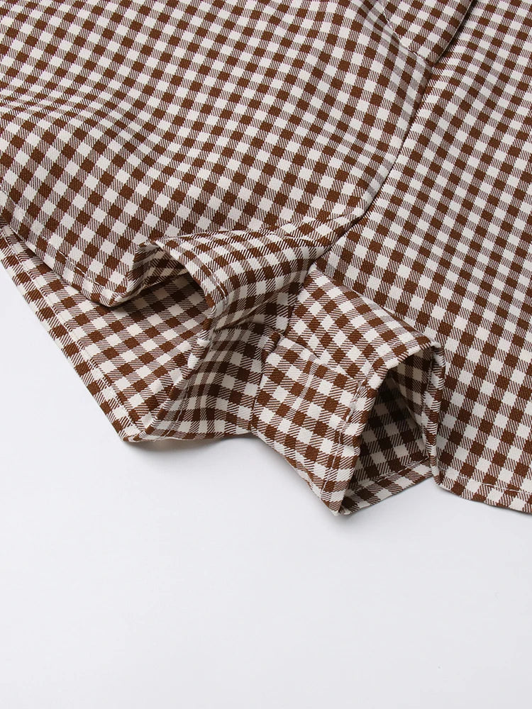 Pre Order:  Brown Plaid Checkered Loose Set