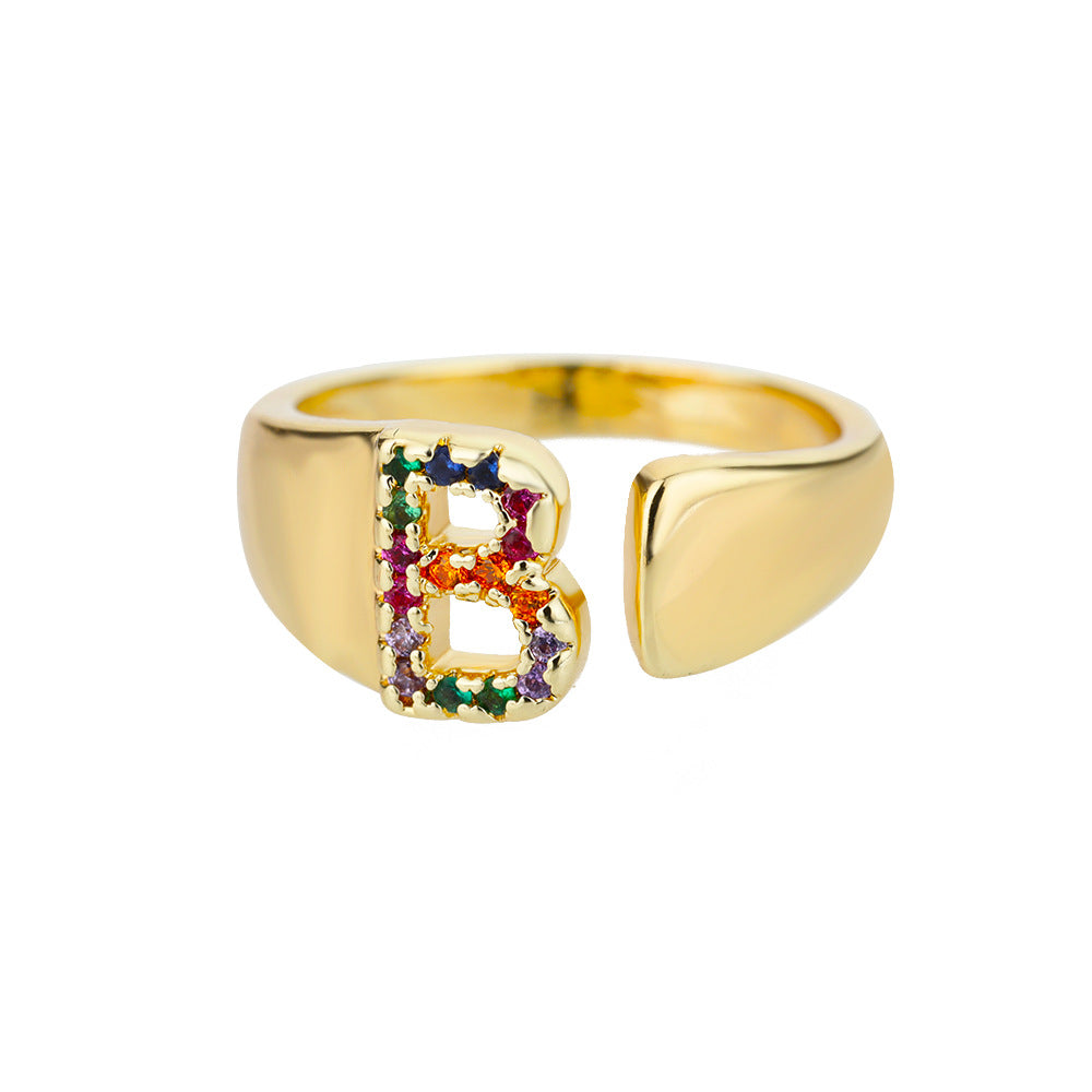 Pre Order:  Multicolor Zircon Alphabet Plated Rings