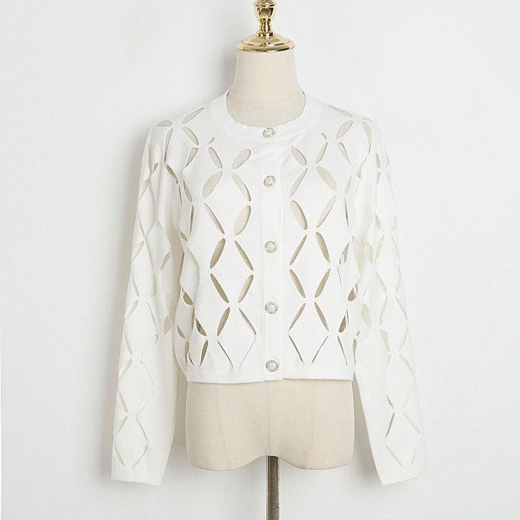 Pre Order:  Solid Hollow Out Knitting Cardigan