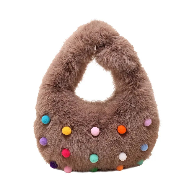 Pre Order:  Multicolor Fur Balls Cloud Bag