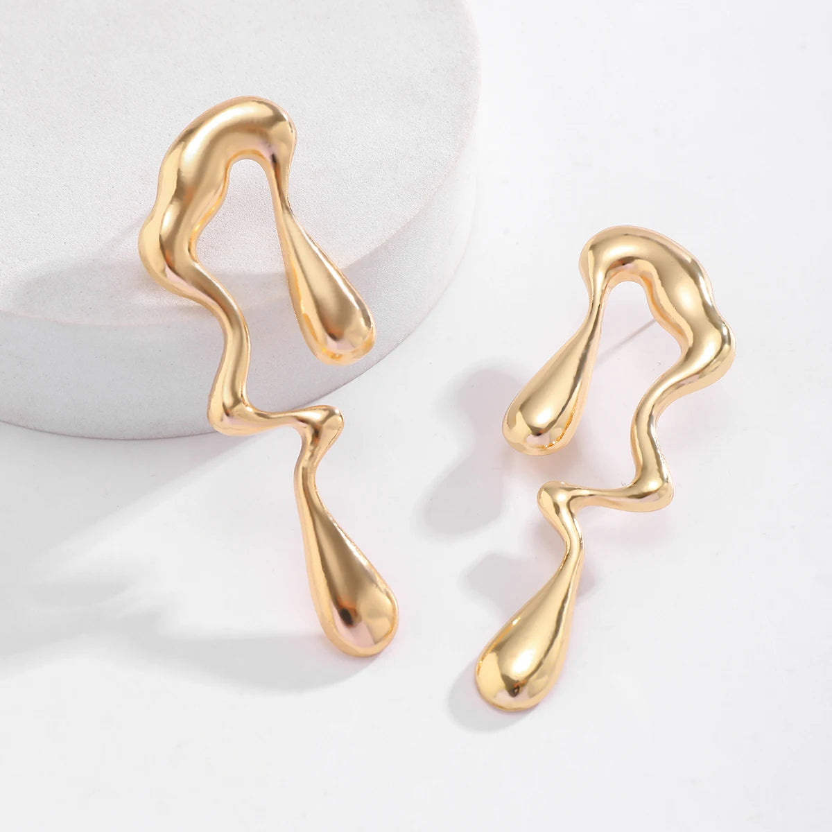 Pre Order:  Warped Elongated Metal Stud Earrings