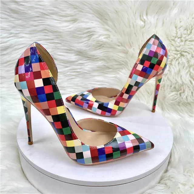 Pre Order:  Multicolor Checker Print Stilettos