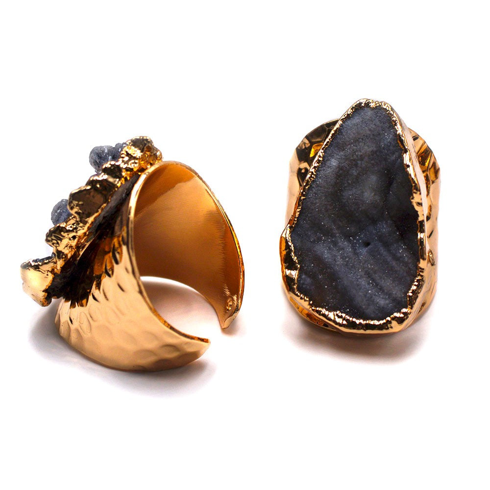 Pre Order:  Natural Agate Gold-Plated Ring