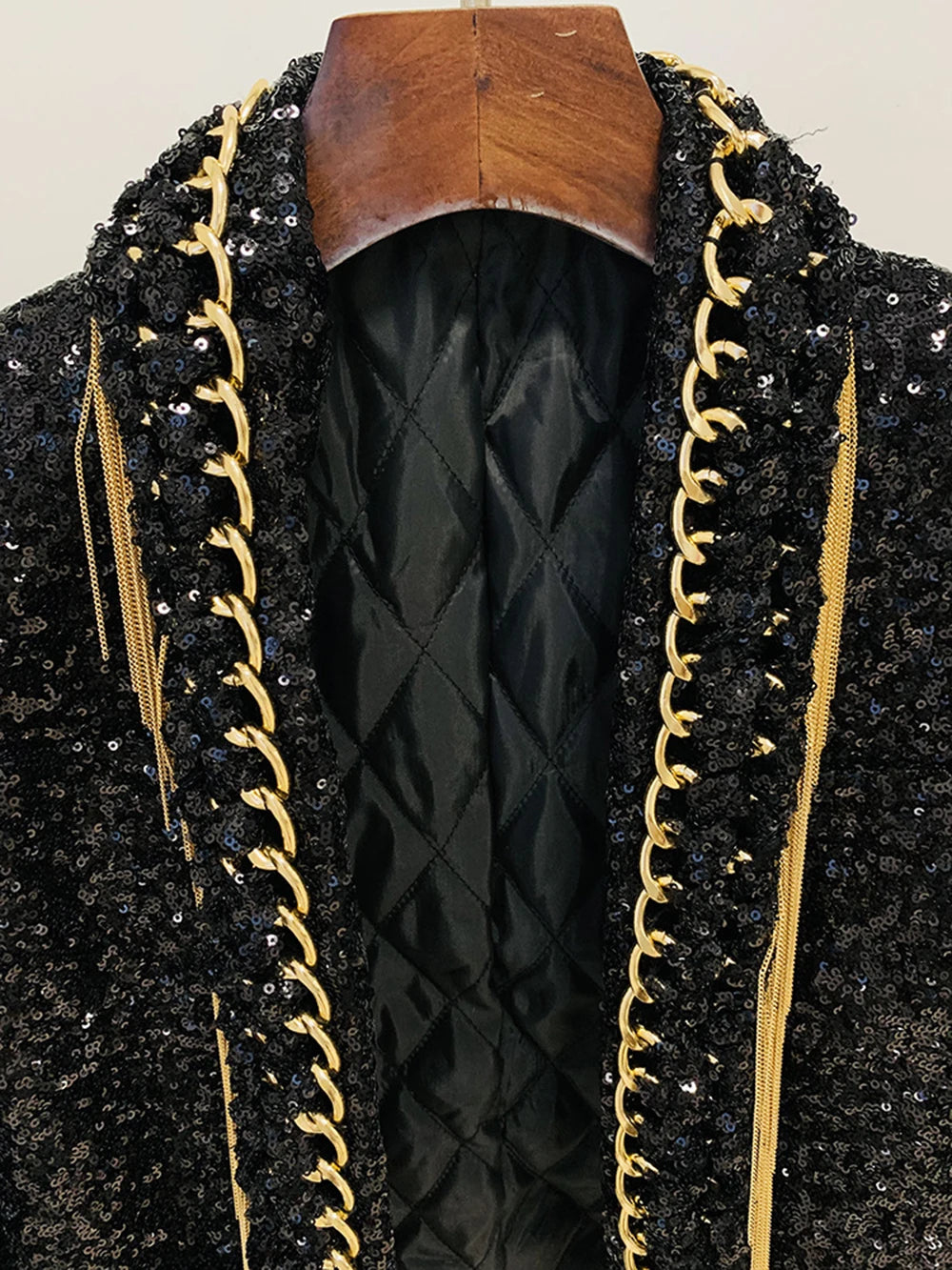 Tassel Chain Sequined Blazer