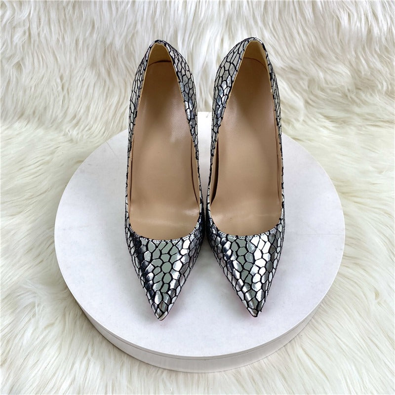 Pre Order:  Stone Pattern Pointed Toes Stilettos