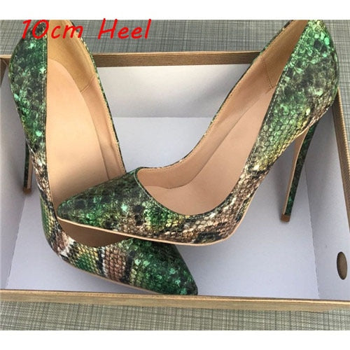 Pre Order:  Green Snake Pattern Stiletto Pumps