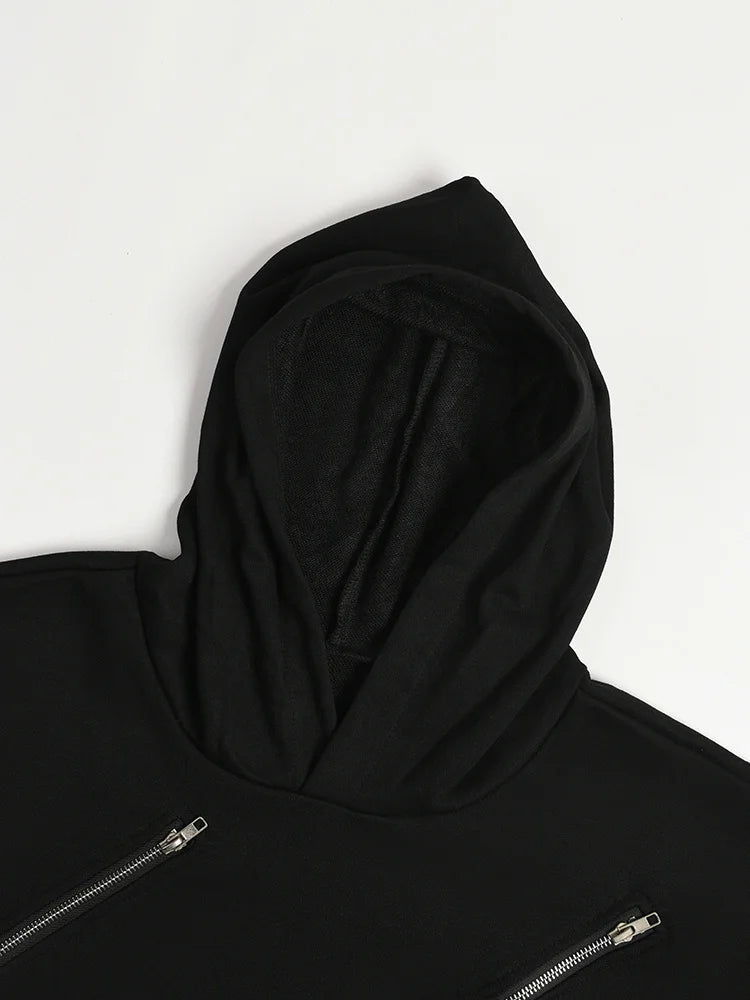 Pre Order:  Front Zippers Loose Hooded Sweatshirt