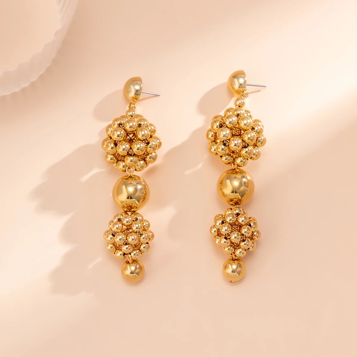 Pre Order:  Braided Geometric Ball Bead Earrings