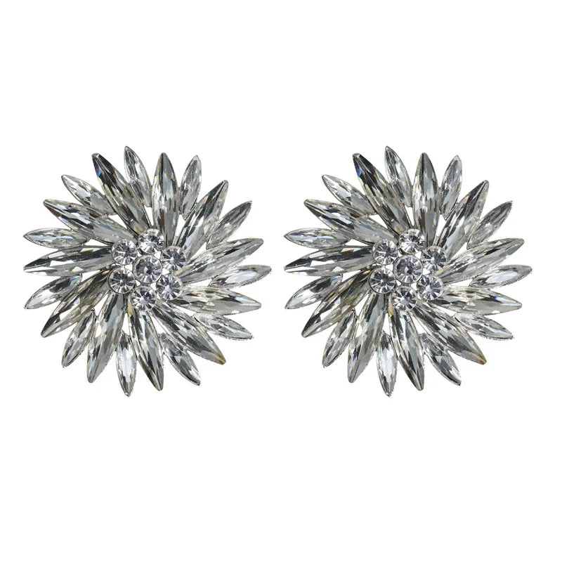 Pre Order:  Rhinestone Sunshine Flower Big Stud Earrings