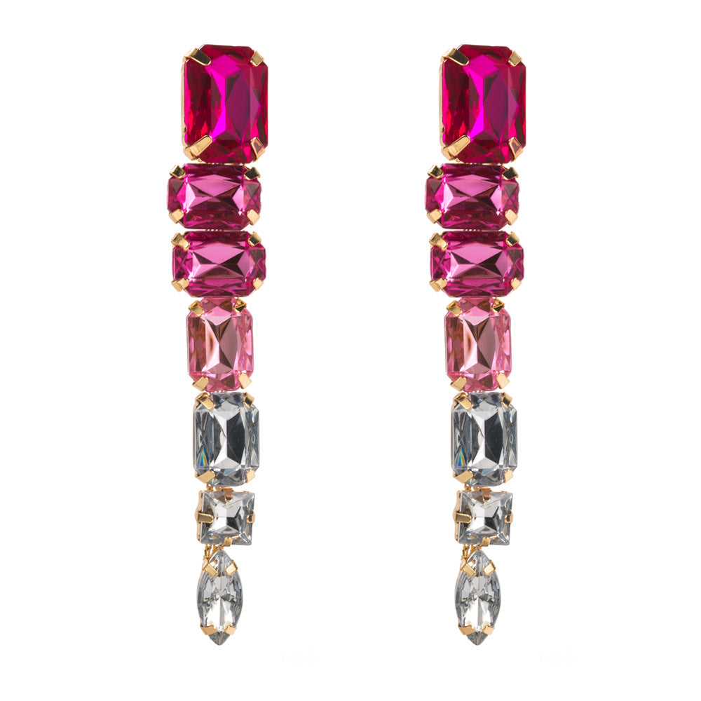 Pre Order:  Colored Diamond Multi-Layer Tassel Earrings