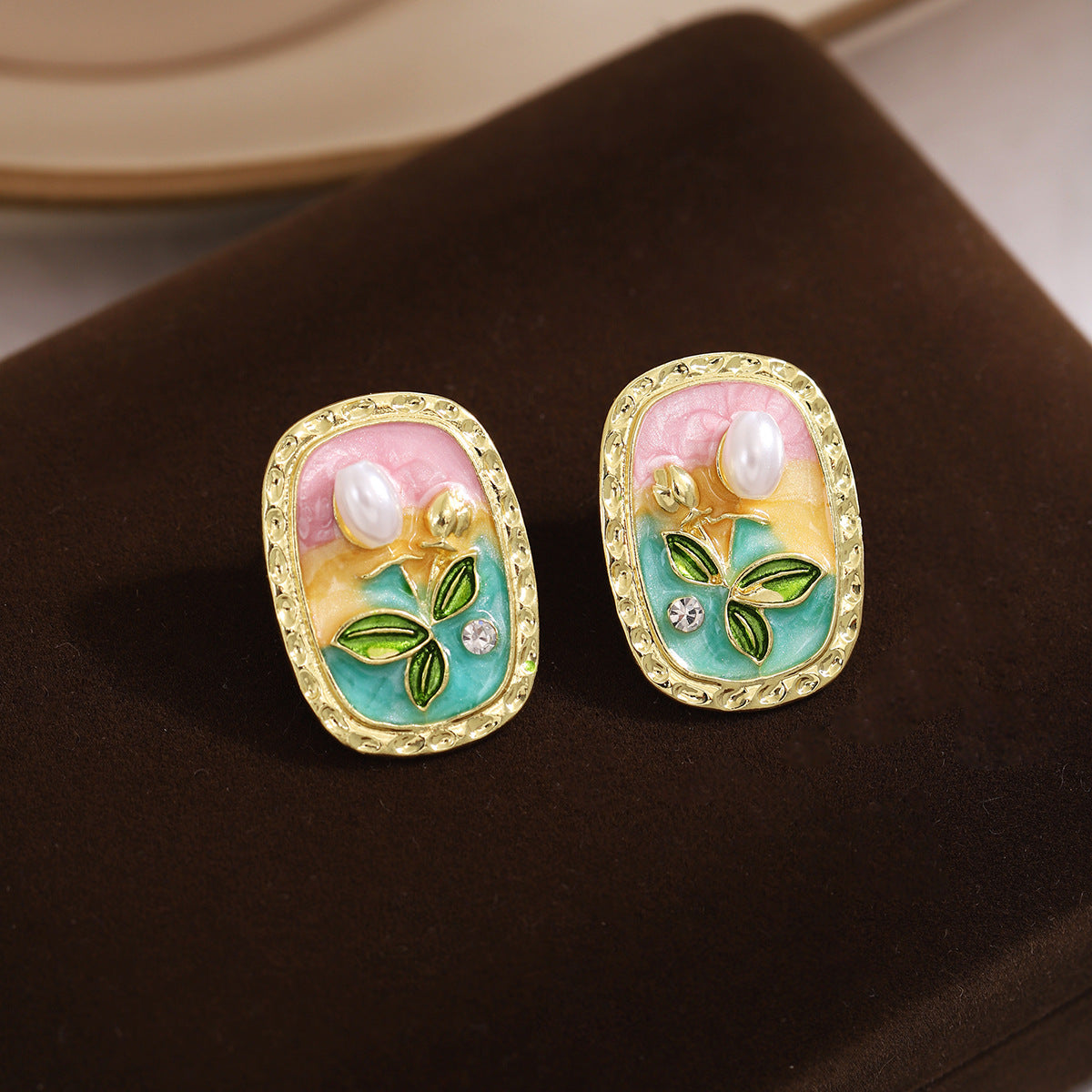 Pre Order:  Flower Oval Oil Drop Earrings