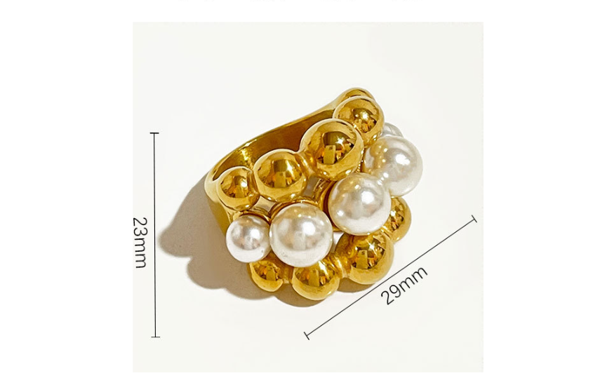 Pre Order:  Faux Pearl Multilayer Orbs Ring