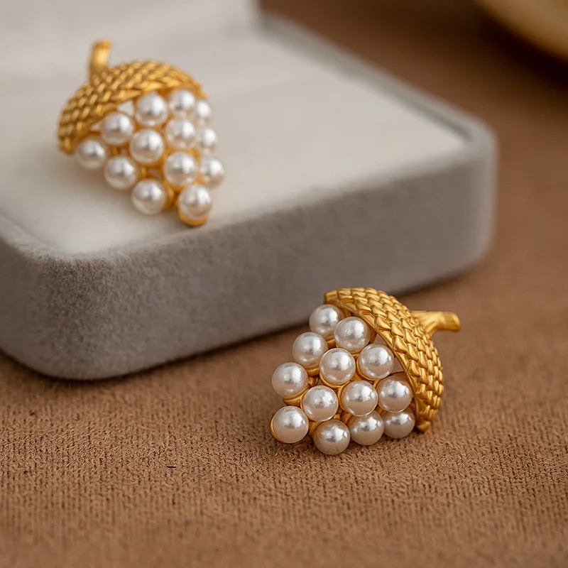 Pre Order:  Pine Nuts Faux Pearl Earring