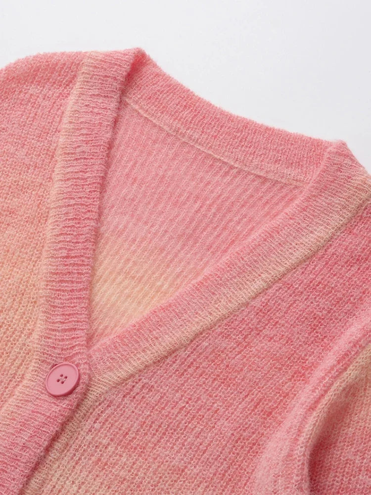 Pre Order:  Gradient Pink Knit Cardigan