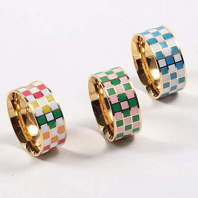 Pre Order:  Waterproof Checkerboard Chunky Ring