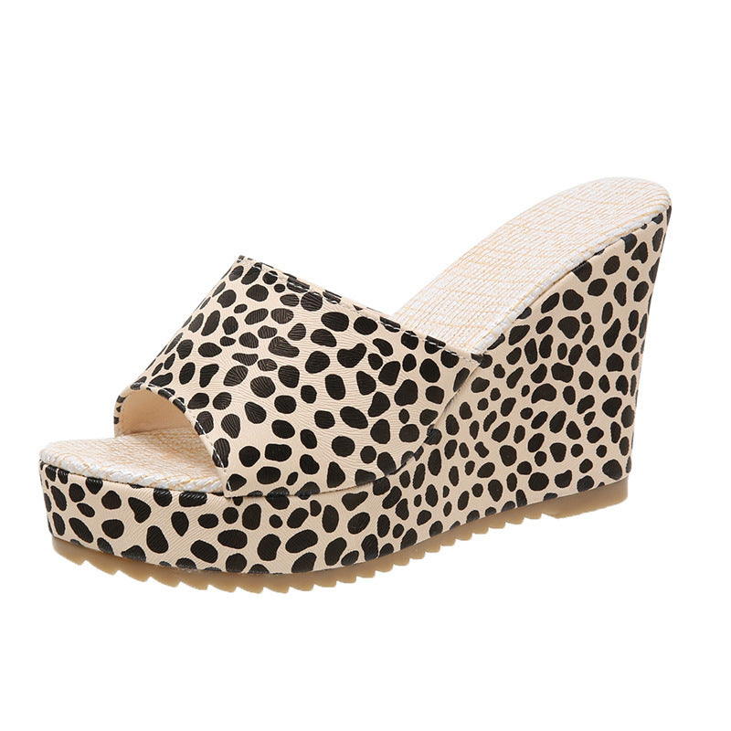 Pre Order:  Sexy Leopard Print High Heels Wedges Sandals