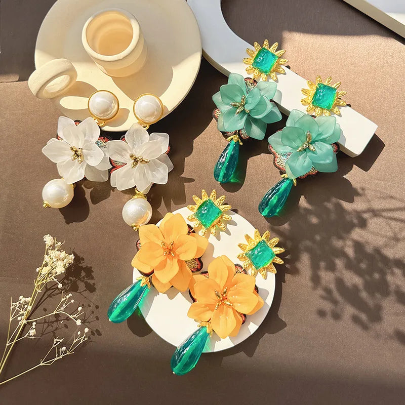 Pre Order:  Exaggerated Tassel Flower Earrings